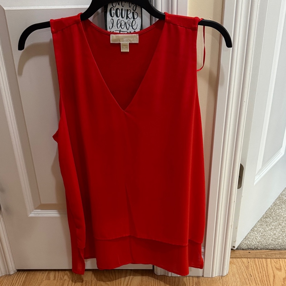 MICHAEL Michael Kors Vibrant Red V-Neck Blouse